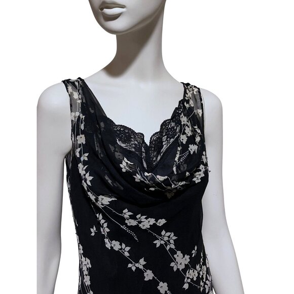 Y2K Silk Slip Dress 6 Cowl Bias Lace Asymmetric Whimsygoth HOCO Formal 100% Silk - Picture 3 of 8